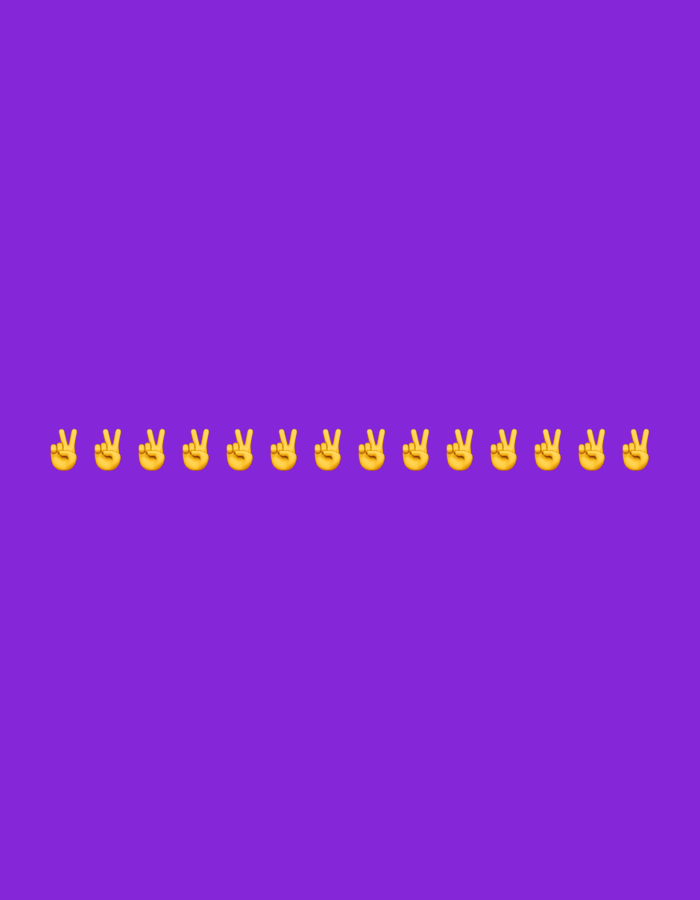 The image shows a plain purple background with a row of yellow peace sign emojis at the bottom. There is no information about the city of Liège, Belgium, or any other location in the image. The image contains only emojis and a solid background.