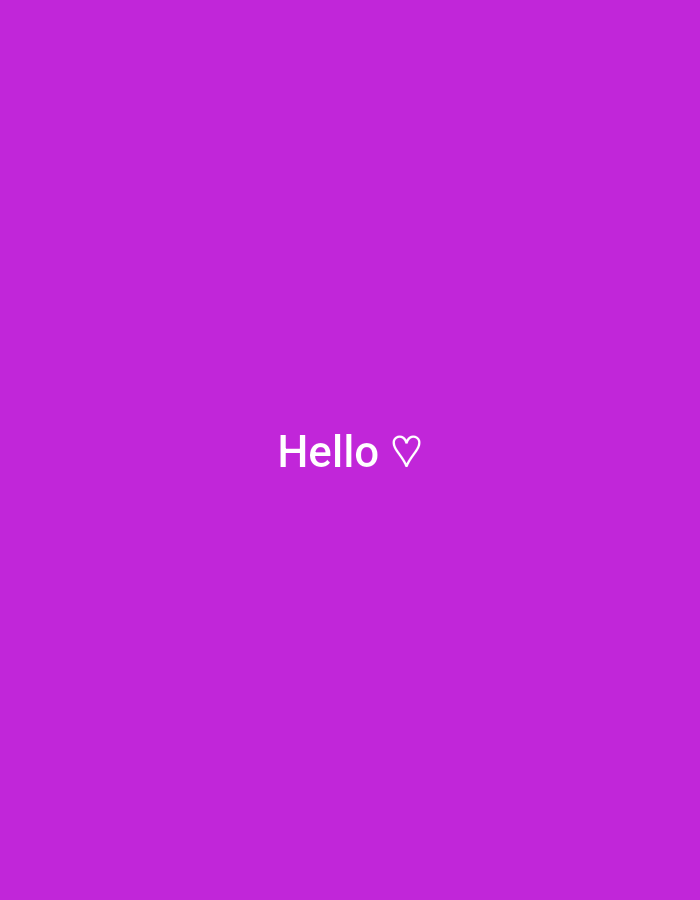 The image displays a plain, solid magenta background. Centered on this background, the word "Hello" is written in white, sans-serif text. Immediately following "Hello" to its right, there is a white outline of a heart symbol (♡). There are no other subjects, objects, or discernible scenes. The overall impression is a simple, welcoming greeting.