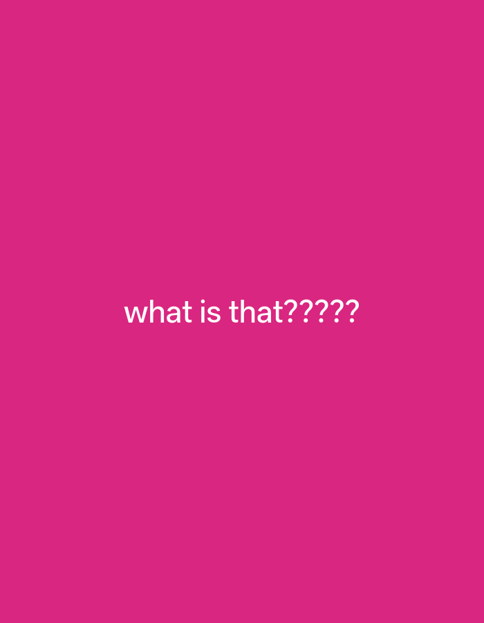 The image is a flat graphic with a solid, vibrant pink background. Centered in the lower half of the image, white text reads: "what is that?????". There are no discernible subjects, objects, scenes, activities, or events depicted beyond the text itself. The image provides no information about time of day, weather, location cues, or emotions. The only content is the text on the pink background.