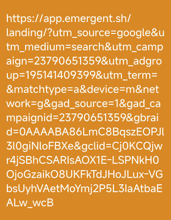 The image displays a URL on an orange background. The URL contains various tracking parameters, including "utm_source=google", "utm_medium=search", and "gclid". There is no indication of the city of Neapoli Municipal Unit, Greece, or any people, subjects, objects, or actions in the image.