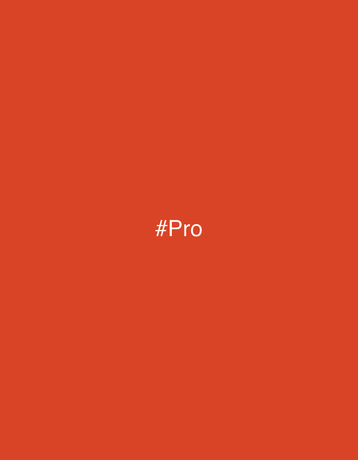 The image features a minimalist graphic design with a solid, vibrant orange background. Centered horizontally and vertically on this monochromatic field is the white text "#Pro". The text is rendered in a clean, sans-serif font, providing a stark contrast against the orange. There are no other objects, people, or discernible scenes. The image does not depict any activity or event, nor does it offer cues about time of day, weather, or a specific location. Its simplicity suggests it might be a logo, a placeholder, or a graphic element designed to convey a direct message or branding.