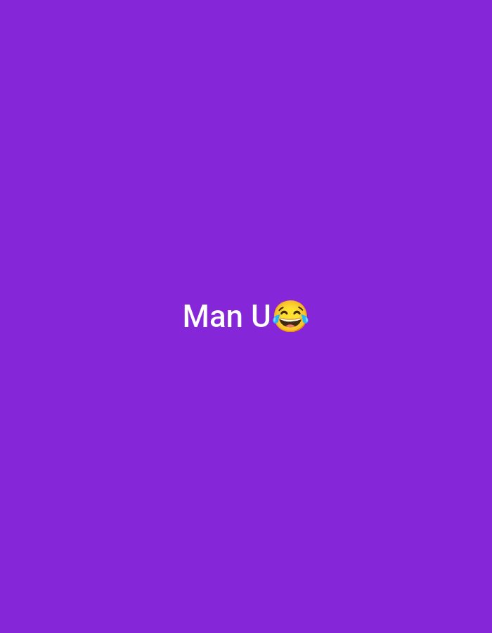 The image shows the words "Man U" followed by a laughing emoji on a plain purple background. There is no information in the image to indicate a specific location in Jalingo, Nigeria.