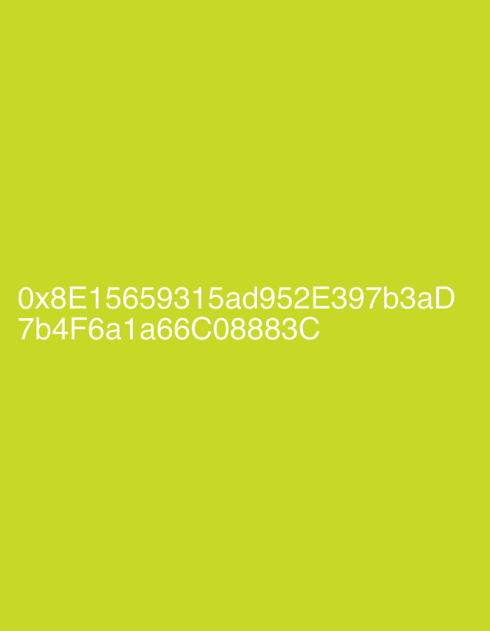The image is a plain, solid light green background. There is white text centered on the lower half of the image. The text reads: "0x8E15659315ad952E397b3aD 7b4F6a1a66C08883C". There is no discernible location in the city of Getahovit, Armenia, nor any people, subjects, objects, or actions.