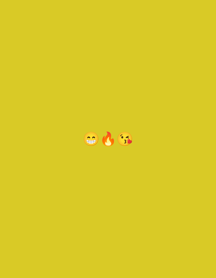 The image shows three emojis arranged horizontally on a yellow background. From left to right, the emojis are: a grinning face with sweat, a flame, and a winking face blowing a kiss. There is no indication of location in Nowy Tomyśl, Poland.