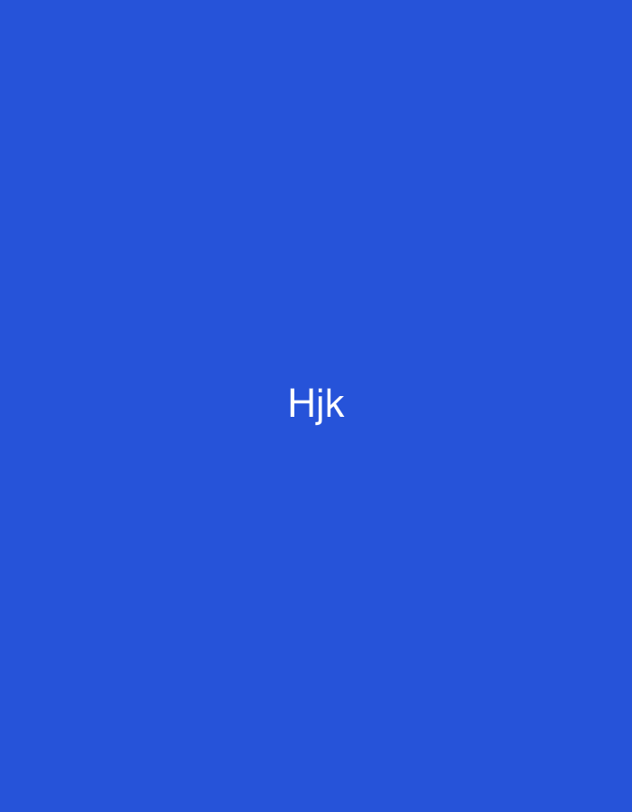 The scene, located in the city of Casablanca, Morocco, depicts a solid, uniform royal blue background that fills the entire frame. Centered horizontally and vertically on this blue field are three white, sans-serif capital letters: "Hjk". There are no discernible people, additional objects, actions, interactions, or environmental features depicted within the image beyond the text and its background.