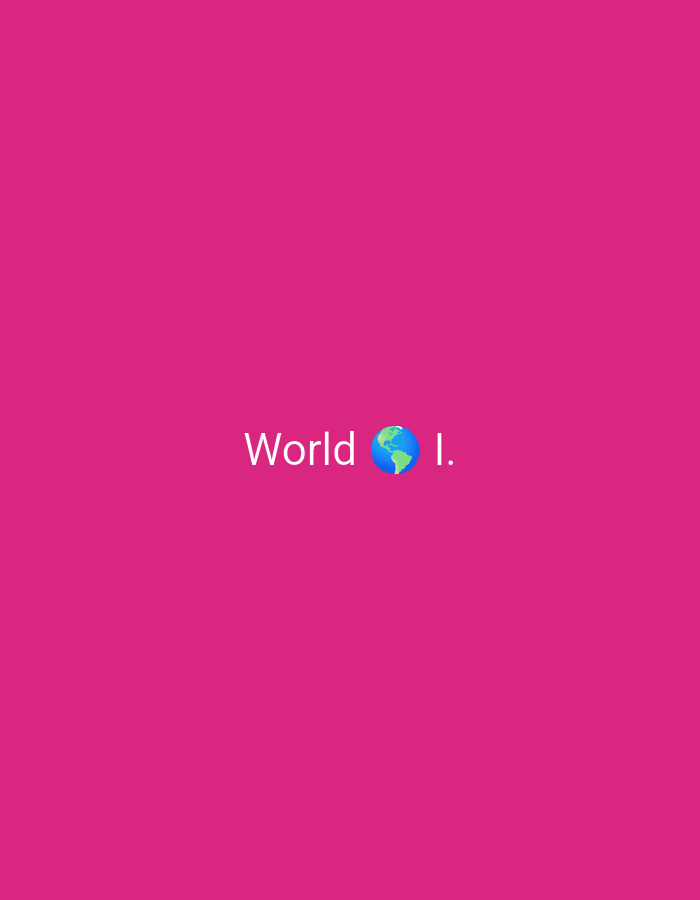 The image is a plain pink background with white text that reads "World I." and an emoji of the Earth next to the letter "I." There is no discernible location in the city of Крыўлянскі сельскі Савет, Belarus.