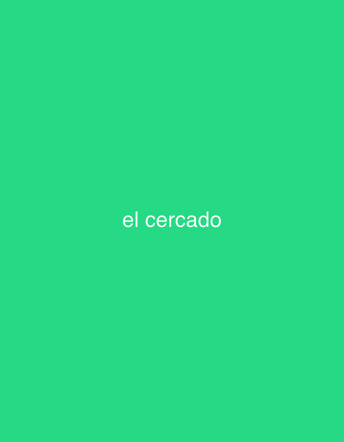 The image features a solid, vibrant green background. Centered horizontally and slightly above the vertical midpoint, the phrase "el cercado" is displayed in plain white, lowercase letters. There are no other visible subjects, such as people or objects, nor any discernible activity or event taking place. The scene is devoid of specific setting details, weather conditions, or time of day cues. The overall impression is a minimalist design focusing solely on the text against a bright green field. The context for this image is La Tagua, Venezuela.