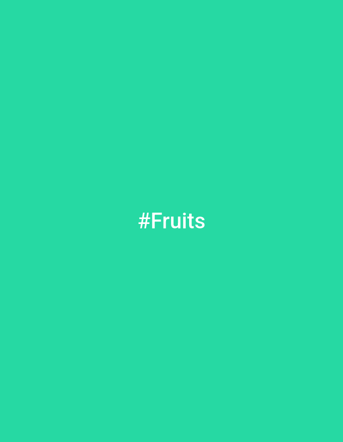 The image is a solid, bright teal background with the hashtag "#Fruits" in white text centered horizontally and vertically. There is no discernible location in Frolovo, Russia, nor any people, subjects, objects, actions, or interactions depicted. The image is purely graphic text on a colored background.