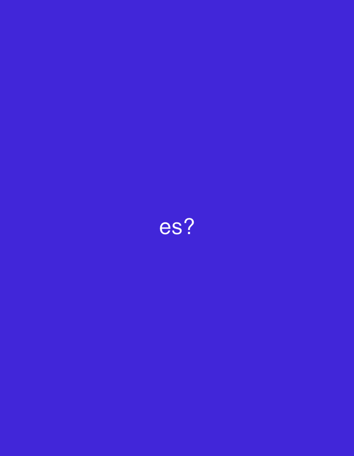 The image shows the text "es?" in white, centered on a solid purple background. There are no indications of Yerevan, Armenia, people, subjects, objects, actions, interactions, or environment.
