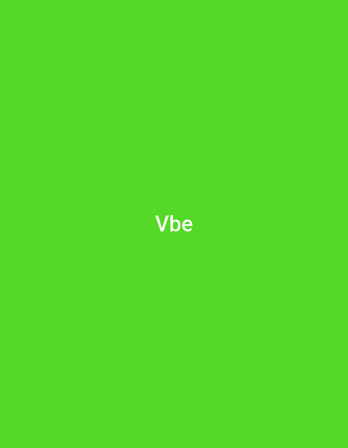 The image displays a uniform, solid lime green background. Centered horizontally and vertically on this background is the white uppercase text "Vbe" rendered in a sans-serif typeface. No other elements, figures, objects, or environmental details are present. The image does not contain any visual information pertaining to the city of Casablanca, Morocco, or any specific geographical location.