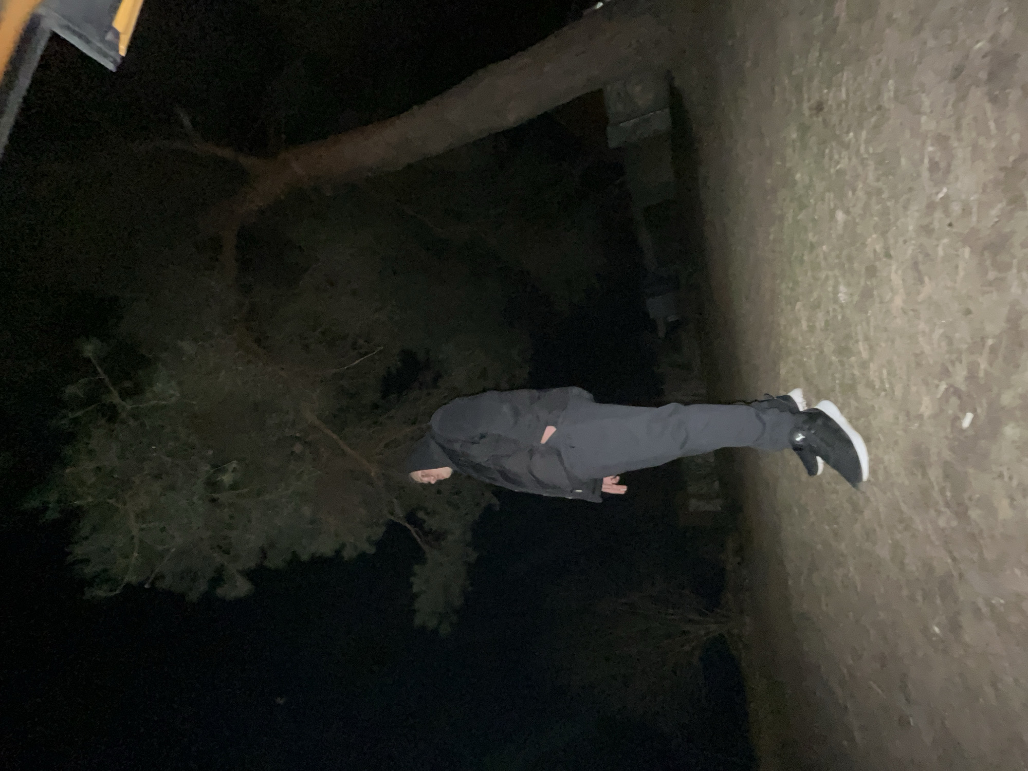 A person is lying on the ground in a park or wooded area in Раздолье, Russia. The person is wearing dark clothing and sneakers. The area is dark, with some trees and foliage visible.