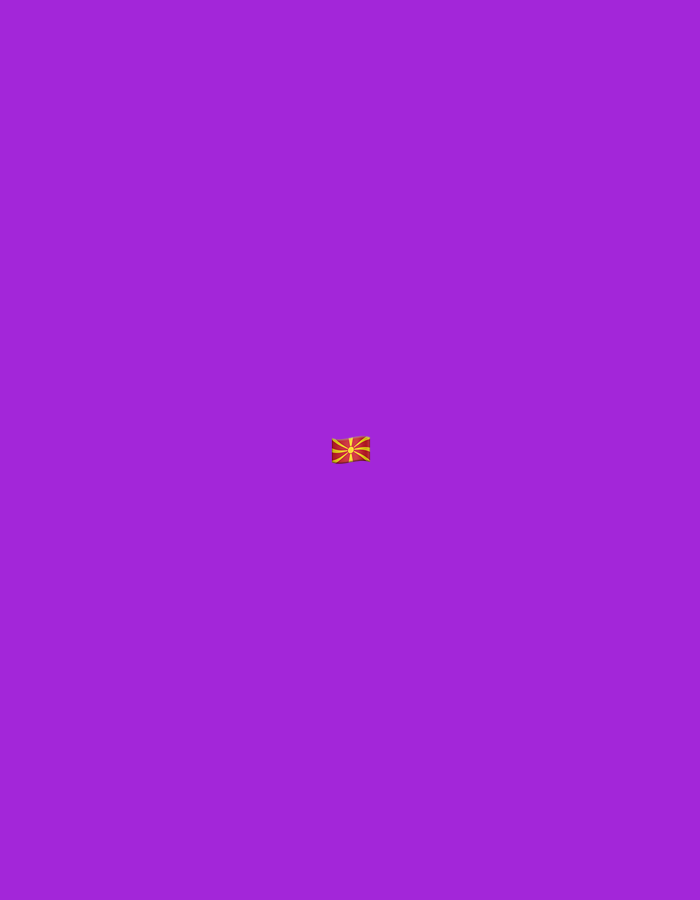 The image is a solid purple background with a small emoji flag of North Macedonia positioned in the center. There are no people, objects, or discernible environmental features present in the image beyond the flag. The location in the city of Burgas, Bulgaria, is not depicted in the image.