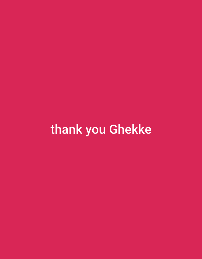 A red background with the white text "thank you Ghekke" centered. The location in Maiburiji, Nigeria, is not specified in the image.
