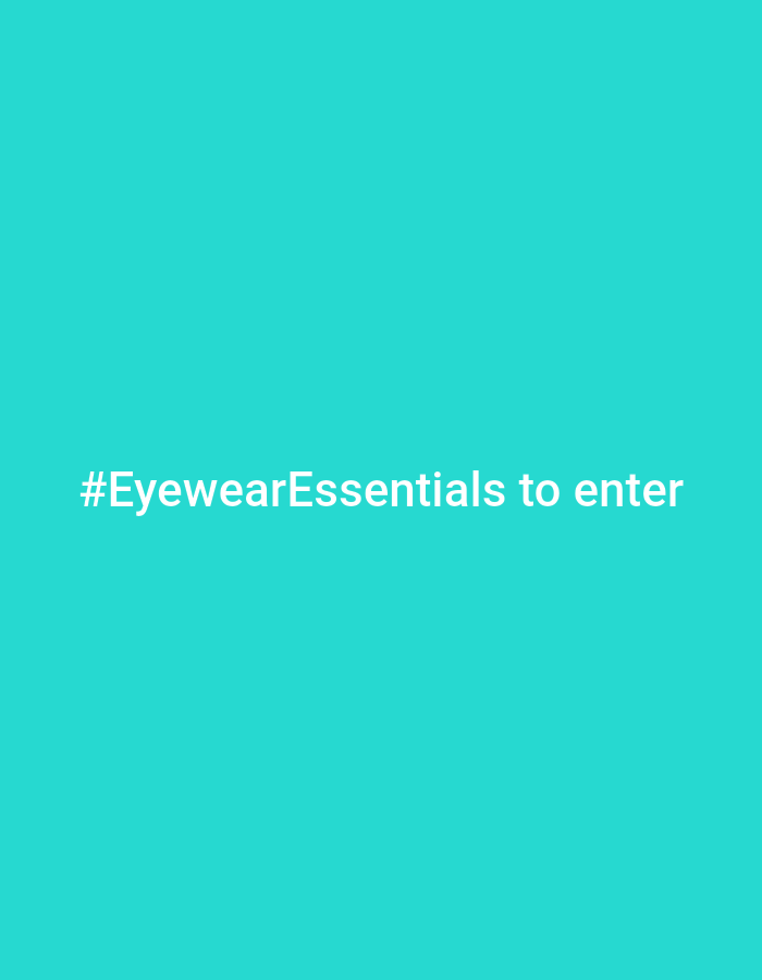 A social media post featuring the hashtag "#EyewearEssentials to enter" is displayed in white text against a vibrant turquoise background. The text is centered horizontally on the image and is located in the lower portion. There are no people, objects, or environmental details present in the image. The location in the city of Hoverla, Ukraine is not discernible from the provided image.