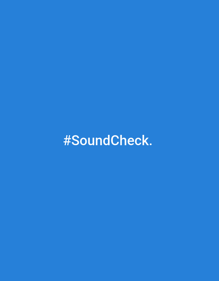 The image is a solid blue background with the text "#SoundCheck." written in white, centered horizontally and slightly above the vertical center. There is no information about the location in Dunnae-myeon, South Korea. The image does not contain any people, subjects, objects, or actions to describe.