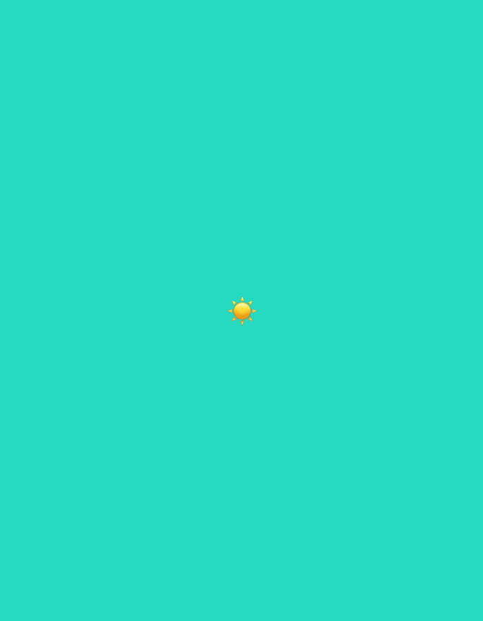 The image shows a bright yellow sun emoji centered on a solid turquoise background. There are no people, objects, or any environmental context present. The location in Kotelniki, Russia is not depicted or suggested by the image.