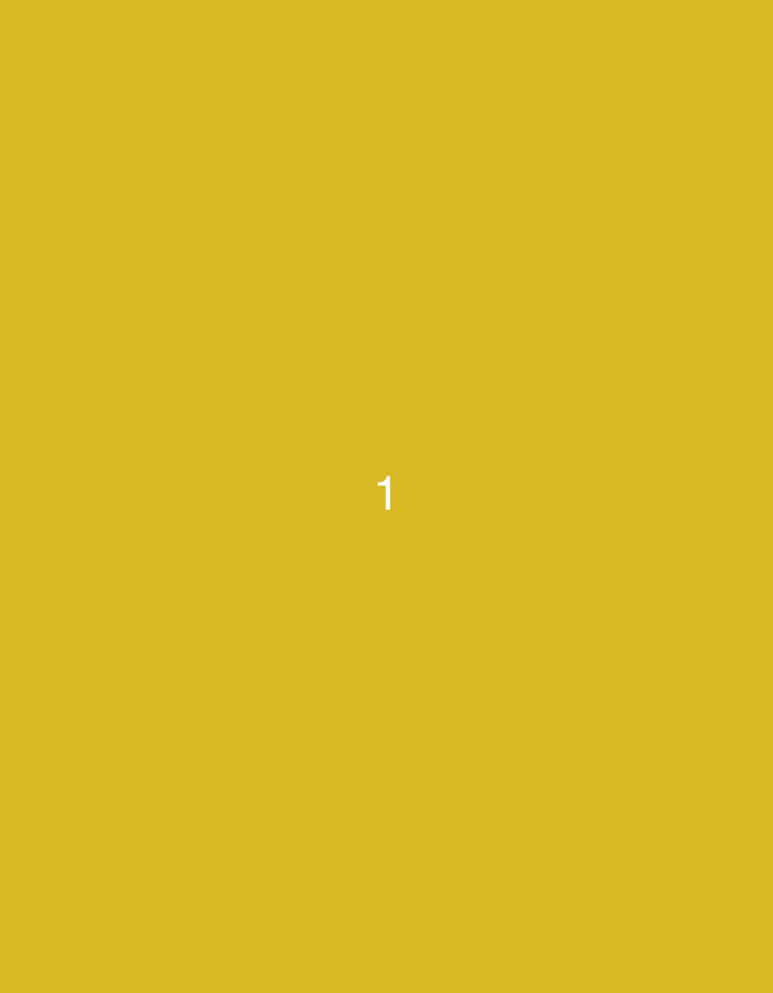 The image displays a solid, plain mustard yellow background. Centered horizontally and vertically on this background is the numeral "1" rendered in white, sans-serif font. There are no other discernible subjects, objects, or activities depicted in the image. The setting is minimalist, consisting solely of the colored background and the single digit. There are no visible cues regarding time of day, weather, or specific location within the image itself, though the provided context indicates the location is Iskar, Bulgaria.