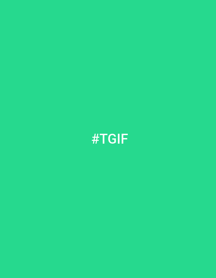 The image is a plain, bright green background with the text "#TGIF" in white, centered horizontally and slightly above the vertical center. There are no discernible features of Rostov-on-Don, Russia, or any people, subjects, objects, actions, or interactions.