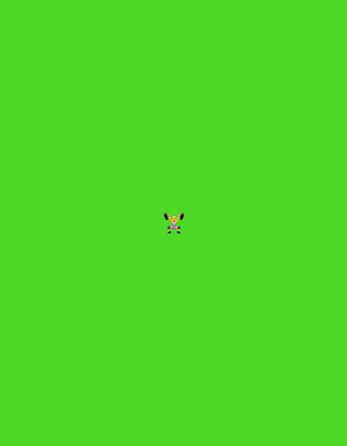 The media file features a highly minimalist composition, dominated by a vast, uniform bright green background, characteristic of a chroma key or greenscreen. At the exact center of this expansive green field, a single, small emoji is visible. This emoji depicts a person lifting weights, commonly known as the "weightlifter" emoji. The figure has a yellow head, a blue top, and black shorts, with a silver barbell raised above its head.
The provided crops confirm the details of this emoji, showing it enlarged and positioned in different corners (bottom right, bottom left, top right, top left) against the same plain green backdrop. There are no other subjects, objects, or discernible scene elements present. The image conveys no specific activity other than the static representation of a weightlifter. No time of day, weather conditions, or any geographical location cues are visible within the image. The context of "Blagoevgrad, Bulgaria" is not supported by any visual information in the media file. No text is present.