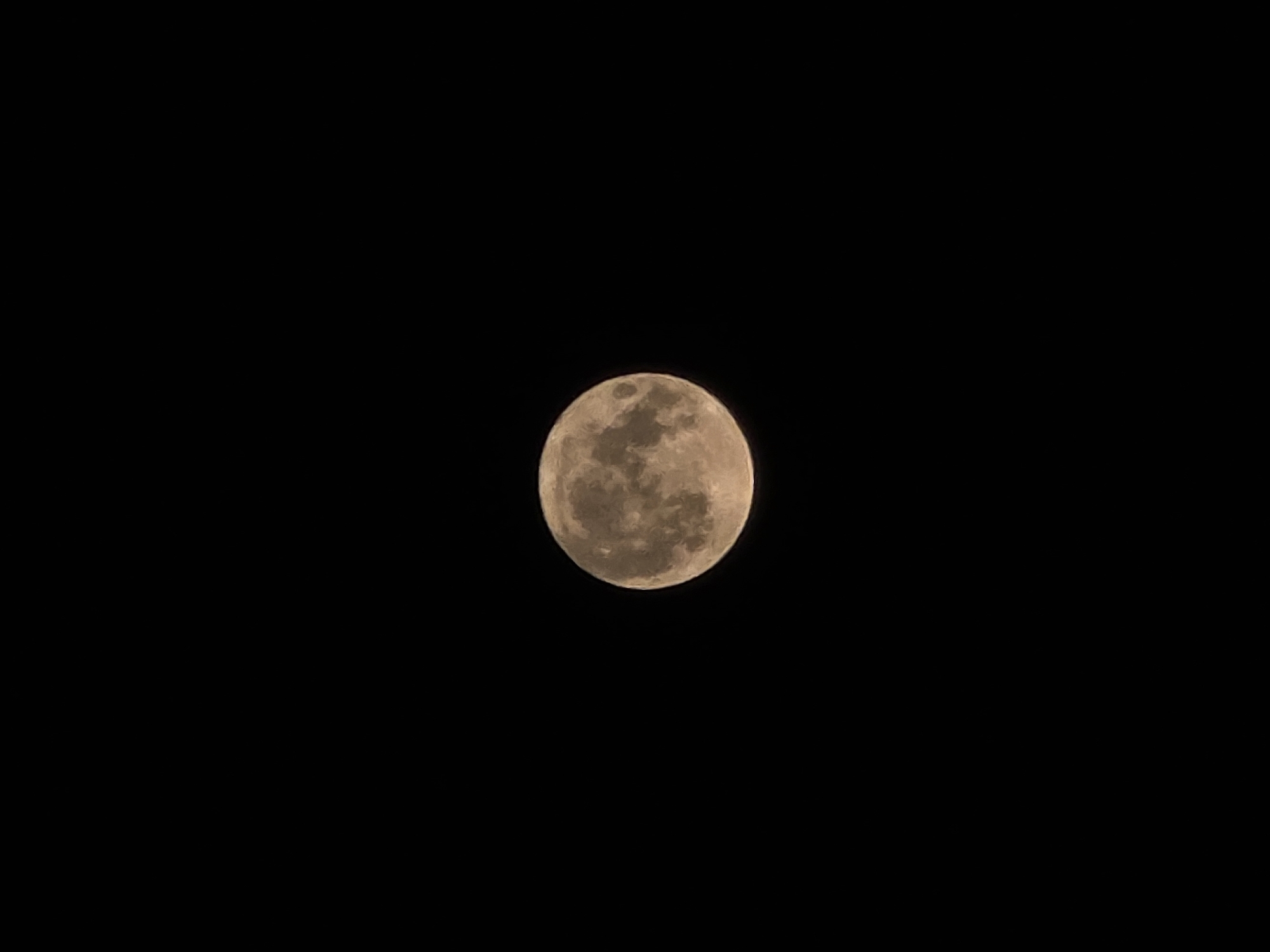 The image displays a full moon against a black, starless sky. The moon is positioned in the center of the frame and is illuminated, revealing subtle variations in its surface texture and color, which appears to be a mix of beige and brown tones. There are no other discernible objects or subjects in the image, and the environment is entirely dark, suggesting it is nighttime. No specific location in Worms, Germany, can be identified from the visual information provided.