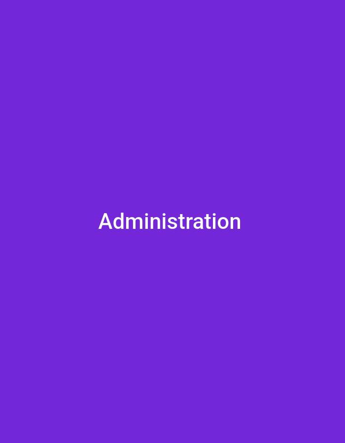 The image is a plain purple background with the word "Administration" written in white, centered in the middle of the frame. There is no discernible city or location information.