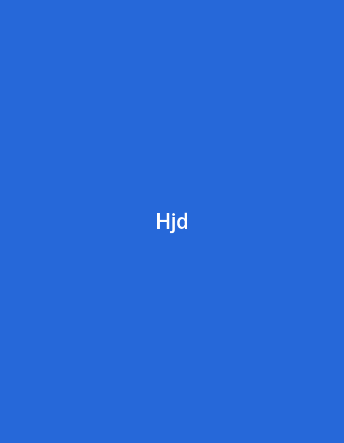 The image presents a solid, uniform blue background, characteristic of a digital graphic rather than a photographic scene. Centered on this monochromatic field is the white text "Hjd," rendered in a clean, sans-serif font. No other subjects, objects, people, or environmental features are visible. The scene is abstract and provides no discernible visual cues or contextual information to indicate a specific geographic location, including the city of Casablanca, Morocco.