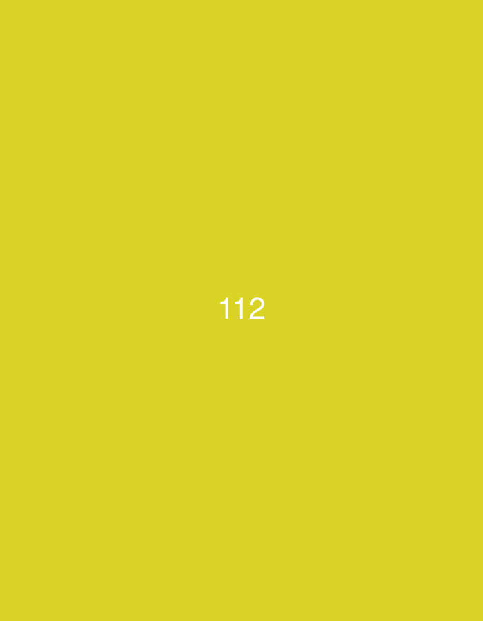 The image shows the number "112" in white text on a solid yellow background. The text is centered horizontally and located slightly below the vertical center of the image. No other objects, people, or environmental details are present.