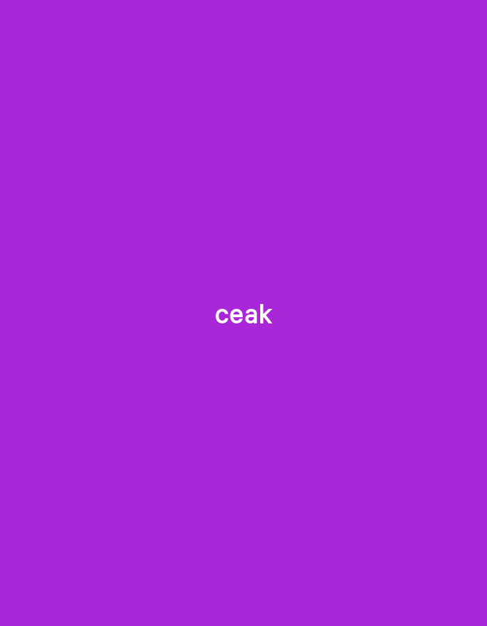 The image is a solid purple background with the word "ceak" in white text centered on the screen. There are no other objects or people present in the image. The image does not provide any information about its location within a city.