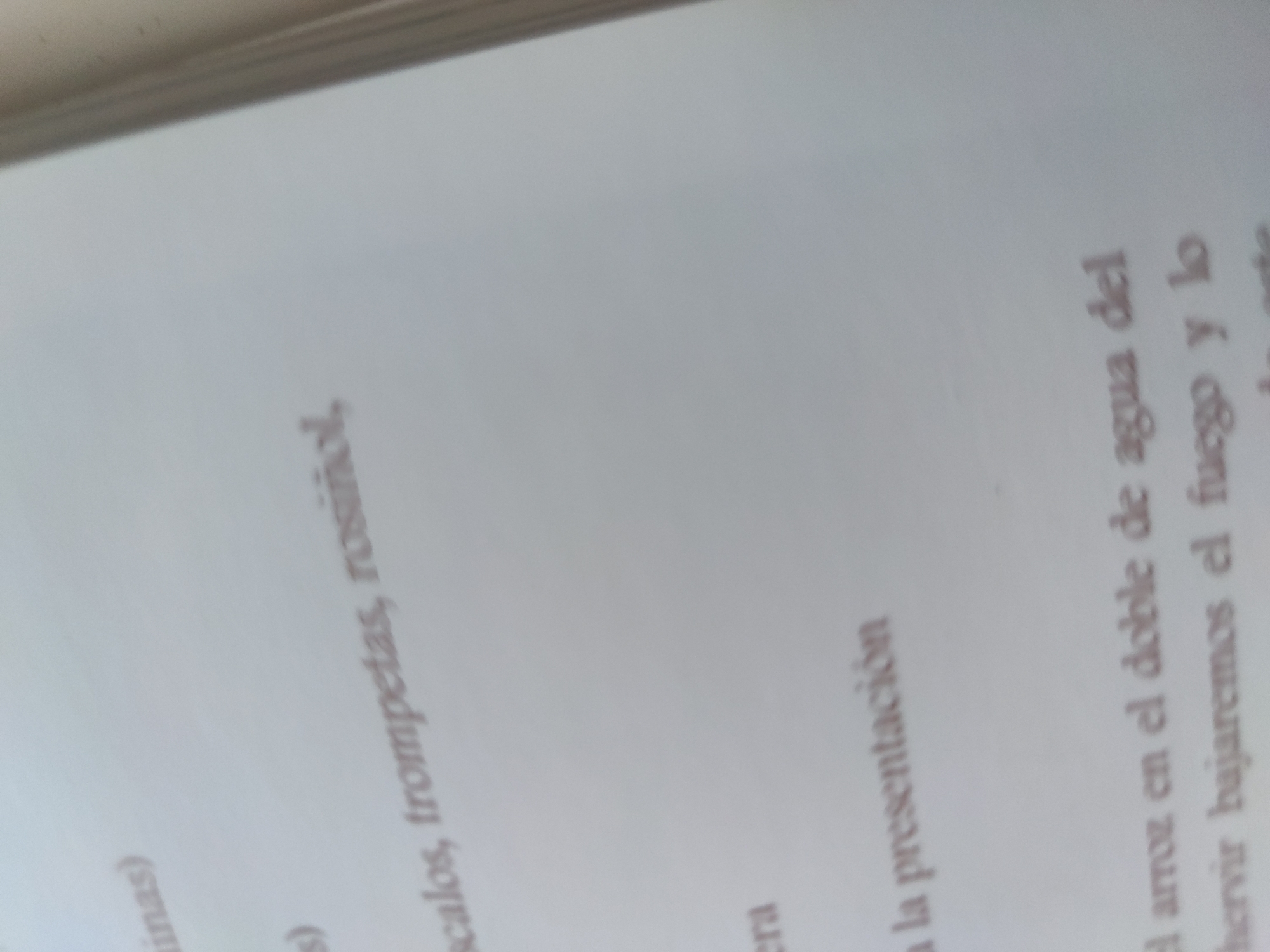 The image shows a close-up view of a page from a book or document, likely a recipe. The text is in Spanish and includes a list of ingredients ("calos, trompetas, rosiñol") and instructions related to cooking rice ("el arroz en el doble de agua del servir bajaremos el fuego y lo"). The overall focus is on culinary instructions and ingredient preparation.