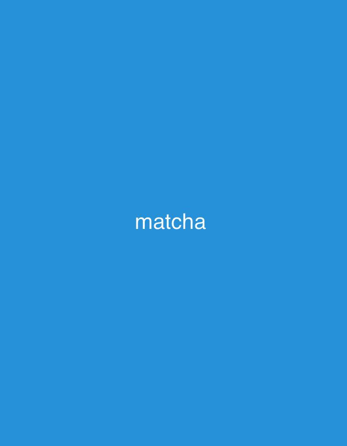 The image displays the word "matcha" in white text against a solid blue background. The text is centered horizontally and located in the lower half of the frame. There is no visible indication of Santa Ana, Venezuela, nor any other environmental or human elements.