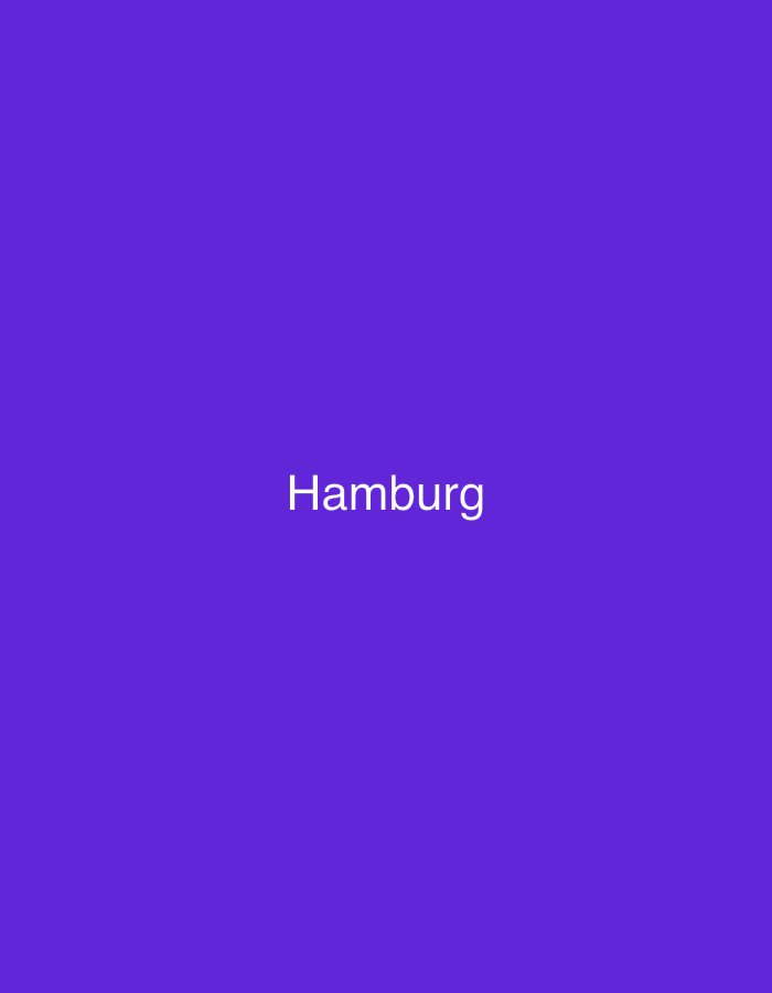 The image is a simple, solid purple background with the word "Hamburg" in white text centered in the lower half of the frame. There are no people, objects, or environmental details visible in the image, and therefore no specific location in the city of Hamburg can be identified.