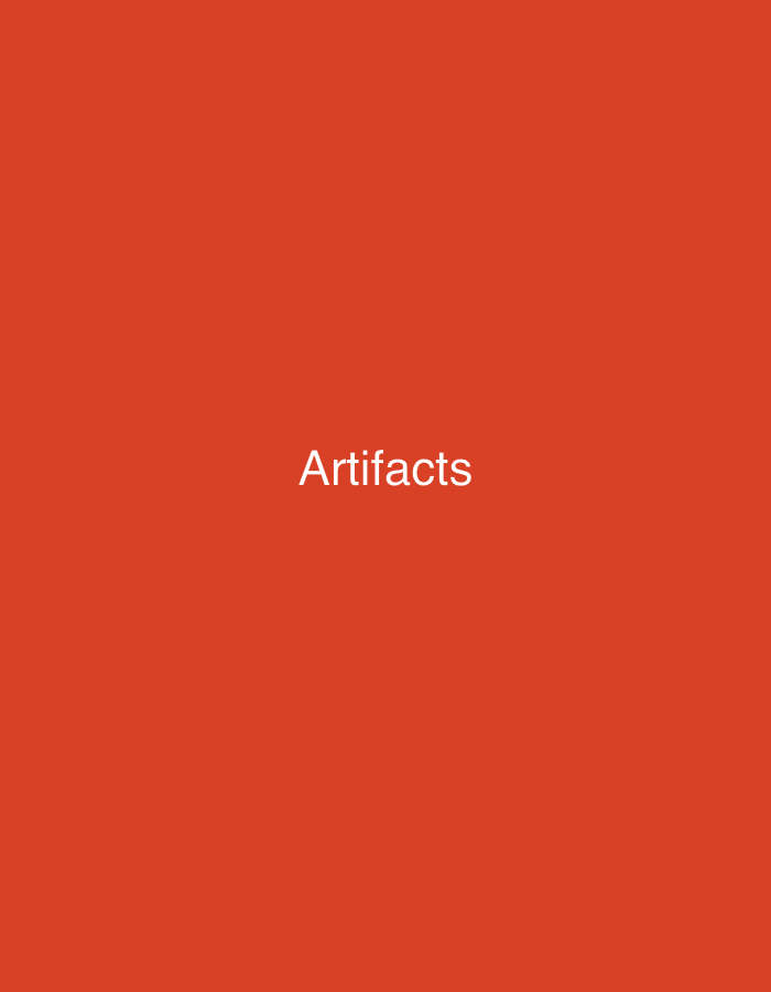 The image displays the word "Artifacts" in white text, centered on a solid orange background. The text is clean and sans-serif. There are no other objects, people, or environmental details visible in the image. The location of Kaolinovo, Bulgaria is not depicted or referenced in this image.