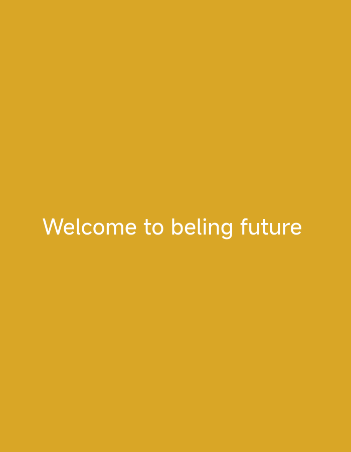 The image displays a solid mustard yellow background with the white text "Welcome to beling future" horizontally centered in the lower-middle portion of the frame. The font is sans-serif. No people, discernible objects, actions, or specific environmental features are present. The image contains no visual information that allows for the identification of a physical location, including the city of Bukovo, Bulgaria.