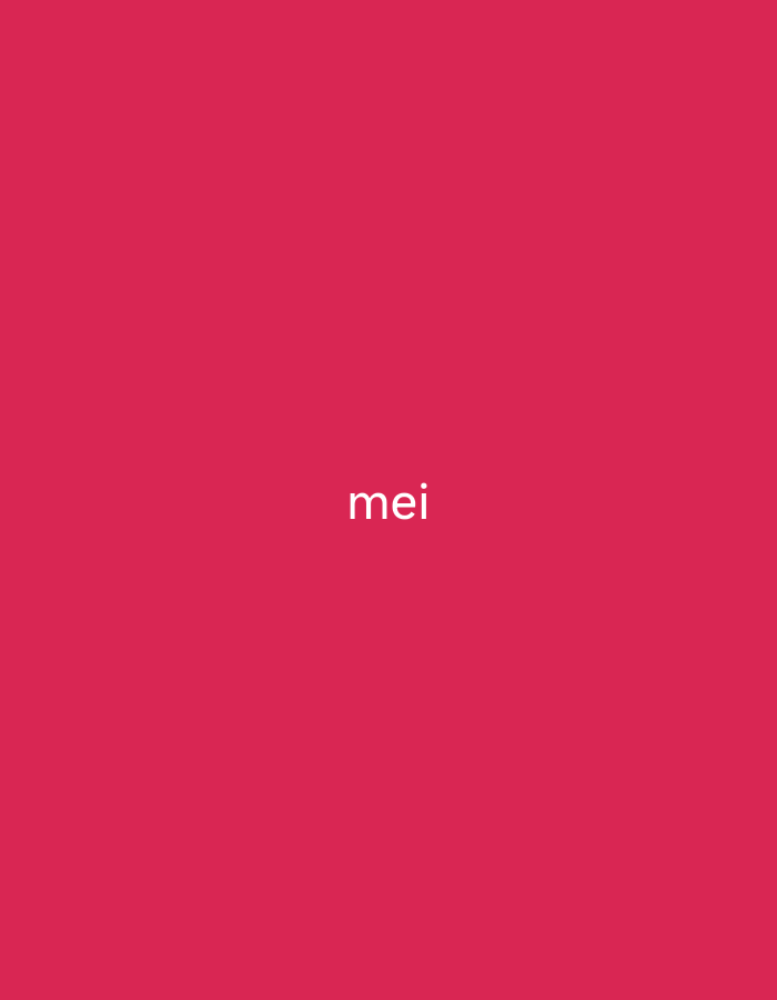 The image is a solid, vibrant pink. In the center of the frame, the word "mei" is written in white, sans-serif font. The image does not depict any discernible location within the city of Tabari Jauro Manu, Nigeria, or any people, subjects, objects, actions, or interactions.