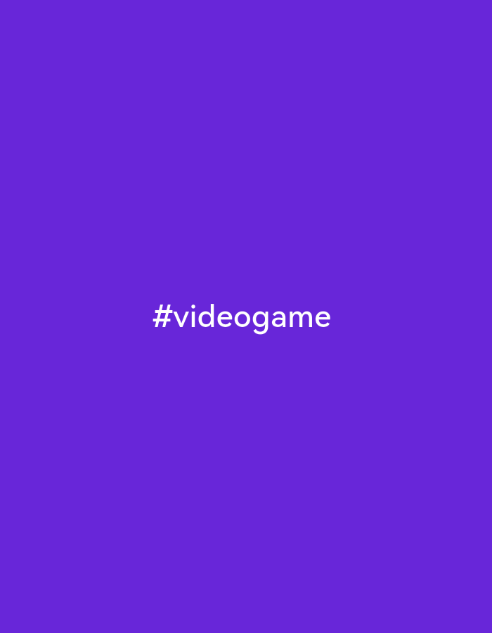 The image displays the hashtag "#videogame" in white text against a plain purple background. There are no identifiable elements to suggest a location in Sofia, Bulgaria, or any other city.