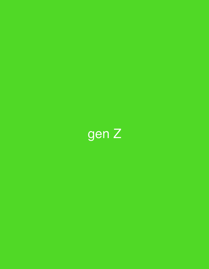 The image is a minimalist graphic with a solid, vibrant lime green background. Centered on the background is the text "gen Z" in a simple, sans-serif font. The text is white and appears slightly fuzzy, suggesting it might be rendered with a soft filter or a low-resolution display. There are no other discernible subjects, objects, or scene elements. The overall impression is one of stark simplicity and directness, with the focus entirely on the textual message against the uniformly colored backdrop. The location context of Petko Slaveikov, Bulgaria, does not provide any visual cues within the image itself; it is external information.