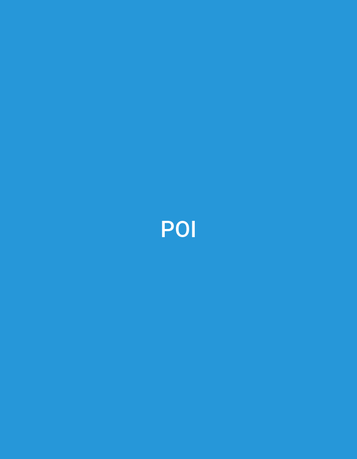This image presents a digital graphic with a uniform medium-blue background. Centered horizontally and slightly below the vertical midpoint, the white, sans-serif text "POI" is clearly visible. The scene is a graphical display element, located in Casablanca, Morocco. No people, specific physical objects beyond the text, or discernible actions or interactions are depicted within this abstract graphic.