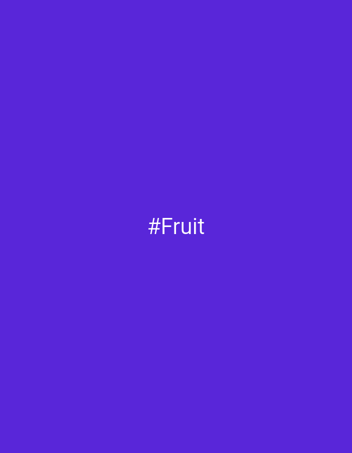 The image is a solid purple background with the hashtag "#Fruit" centered in white text. There is no identifiable location, people, subjects, objects, actions, interactions, or environment depicted in this image. Therefore, it cannot be associated with Sochi, Russia.