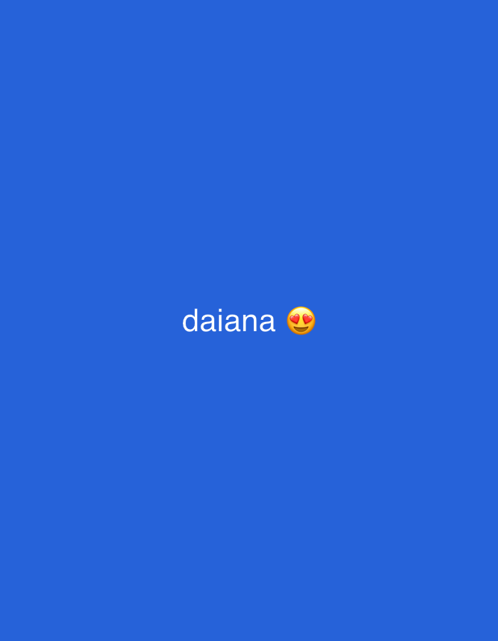 The image shows the word "daiana" in white text centered on a solid blue background. To the right of the name is a smiling face emoji with heart eyes. The overall composition is simple, with the text and emoji being the primary focus against the uniform background.