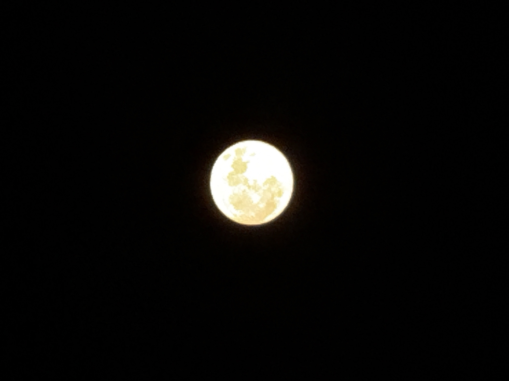 The image is a nighttime photograph of a full moon against a black sky. The moon is bright yellow with visible surface details, appearing as a circular orb centered in the frame. The dark background suggests an environment free from artificial light pollution. There are no people, objects, or structures visible in the image, and no actions or interactions are depicted. The scene is entirely natural, focusing solely on the celestial body. There is no information within the image that would allow for identification of its location in the city of Cahul, Moldova.