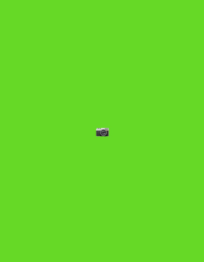 A vintage-style camera emoji is positioned in the center of a bright green background. The camera is black and silver with a prominent lens.