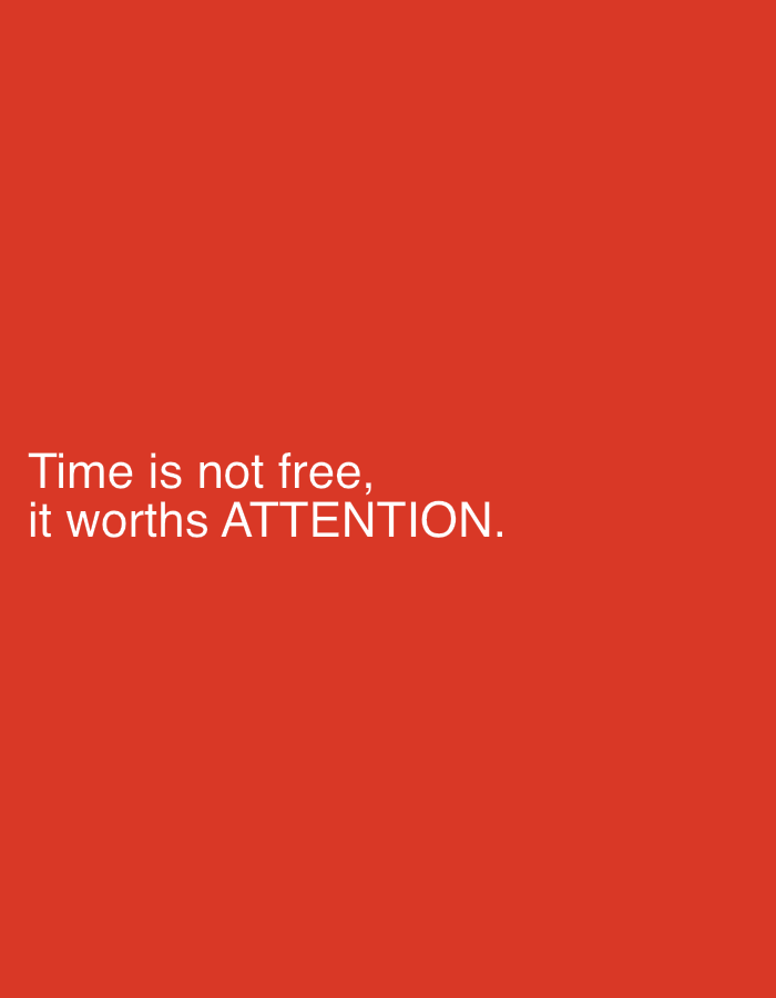 The image is a solid red background with the text "Time is not free, it worths ATTENTION." in white. There is no visible information to suggest that it's related to Nguzu Edda, Nigeria.