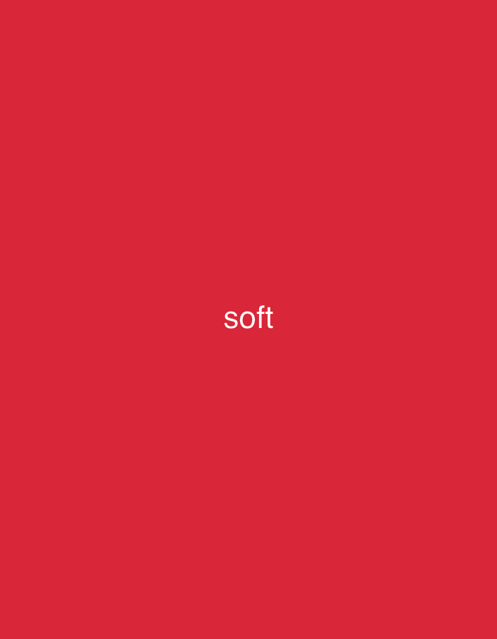 The image displays a uniform red background (RGB: 228, 29, 39, or hex #E41D27). Centered on this field, the word 'soft' is rendered in white, lowercase, sans-serif typography. No other objects, subjects, or environmental features are visible within the frame. This graphic representation is provided in the context of the city of Casablanca, Morocco.