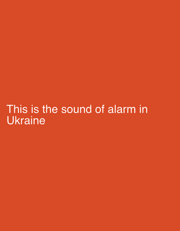 The image is a text-based image with the words "This is the sound of alarm in Ukraine" written in white text on a solid orange background. There is no information in the image to specify the location in Pokotylivka, Ukraine.