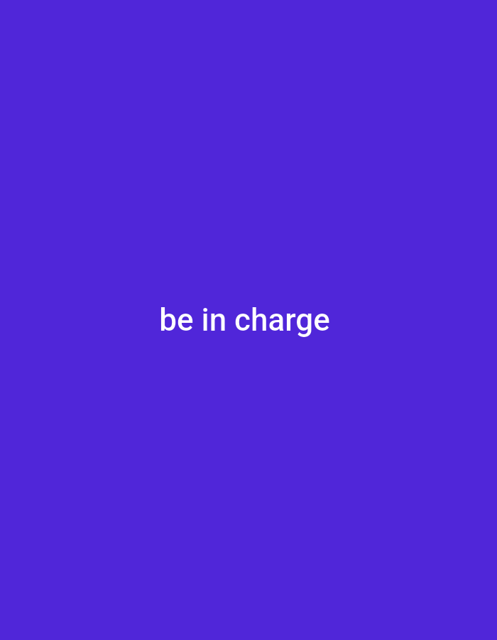 The image displays a solid, vibrant purple background with the white text "be in charge" centered horizontally and vertically. There are no people, objects, or environmental details visible, and therefore no connection to Gboko, Nigeria can be established.