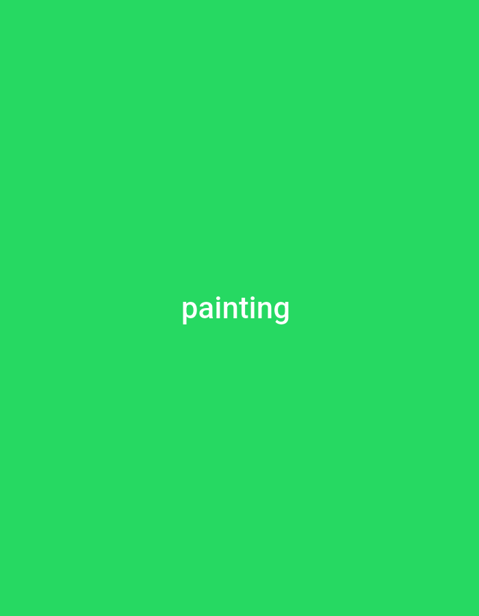 The image is a simple, digitally created graphic with a vibrant green background. Centered on the screen, in a white, sans-serif font, is the single word "painting." There are no people, objects, or discernible scenes present. The image is a flat, two-dimensional representation, and no information about time of day, weather, location, or emotions can be inferred. The only visible element is the text.