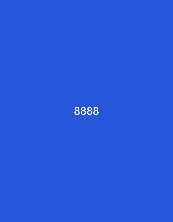 The image displays the number "8888" in white text against a solid blue background. There is no city, environment, people, subjects, objects, actions, or interactions present.