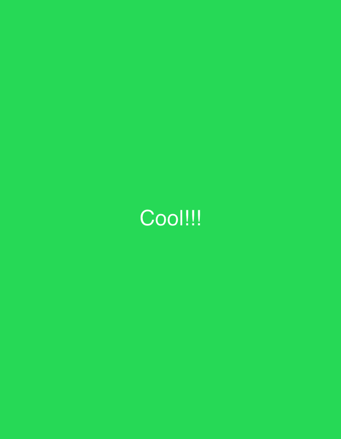 A bright green background contains the word "Cool!!!" in white text centered on the image.