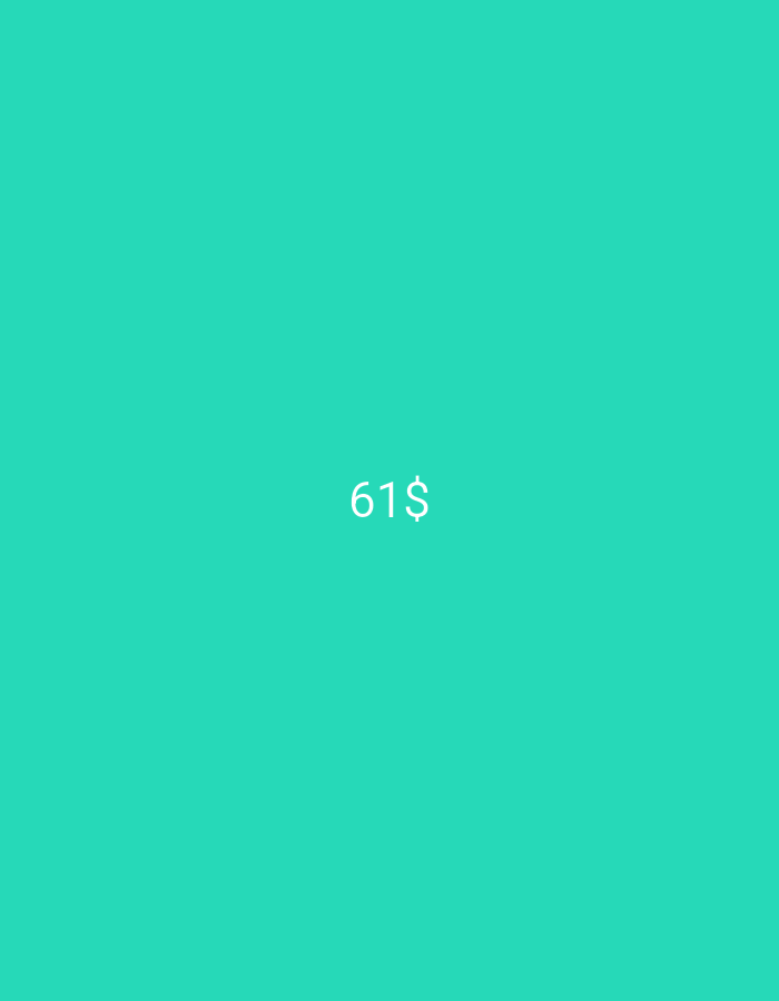 The image is a simple, flat graphic with a solid teal background. Centered on the screen is the text "61$" in white font. There are no other objects or subjects present in the image.