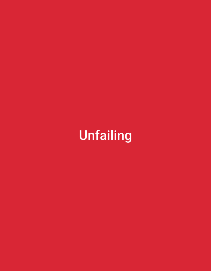 The image is a plain red background with the word "Unfailing" in white text centered horizontally and in the lower third of the image. There are no people, objects, actions, interactions, or environmental details present. The location in Anilelerin, Nigeria is not depicted or implied by the image.